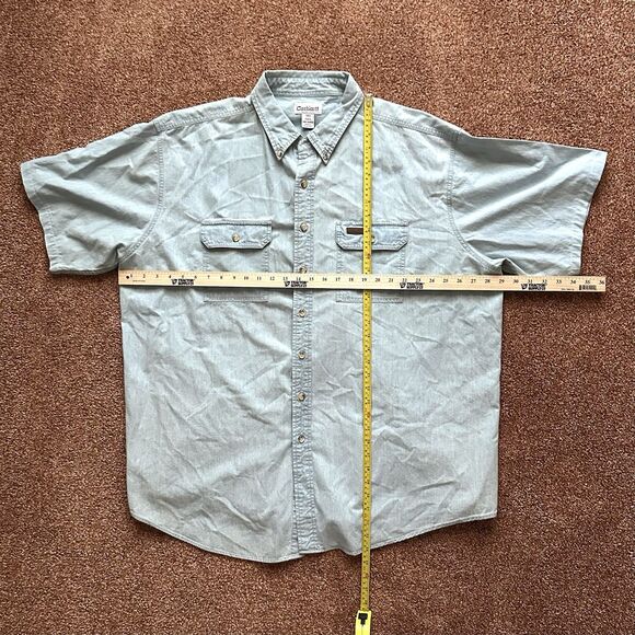 Carhartt Shirt Men’s 3X Button Up Short Sleeve Blue 100% Cotton - Picture 6 of 6